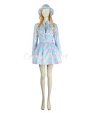 Newest 2023 Movie Barbie Halloween Costume Margot Robbie Blue Plaid Dress