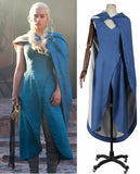 Cheap Game Of Thrones Daenerys Targaryen Cosplay Dress Mother Of Dragons Blue Linen Shirt