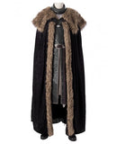 Game Of Thrones 8 Jon Snow Cosplay Costume Men's Fur Coat with Cloak - Updated Version